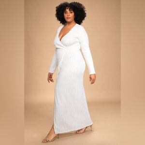Love Lasts Forever White Sequin Long Sleeve Maxi Dress